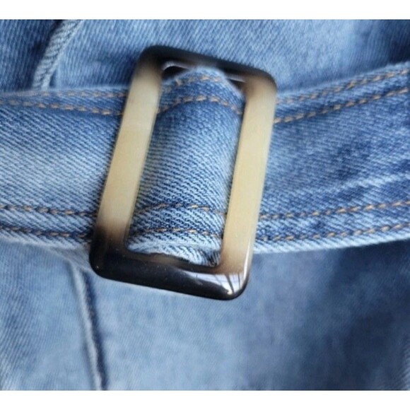 Habitual Jean Jacket XL Belted Button Up Tortoise Shell Detail Pockets Denim NWT - Picture 5 of 16